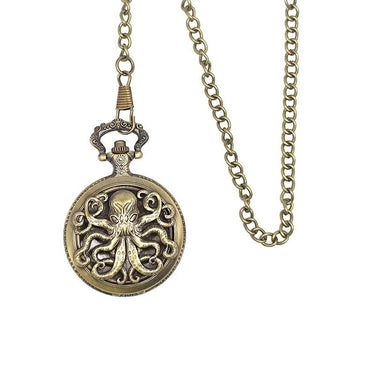 Mindflayer on Bronze Pocket Watch with Mini Dice - Pendant